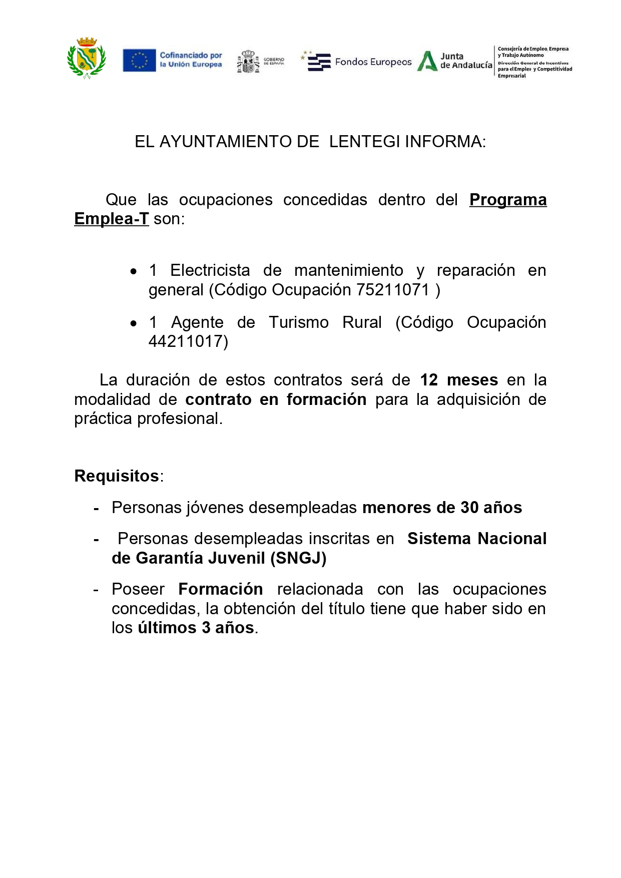 ocupaciones Emplea-T concedidas